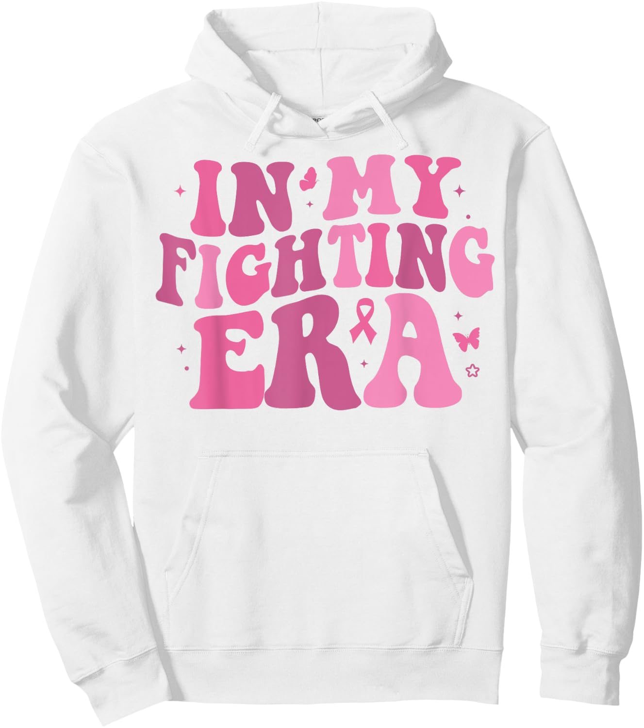 In My Fighting Era Breast Cancer Awareness Support Squad Hoodie - Hoodie | White
