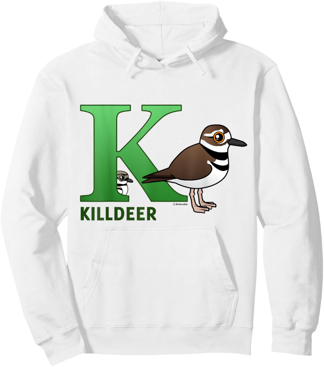 Cute K is for Killdeer Cartoon Alphabet Bird Gift Hoodie - Hoodie | White