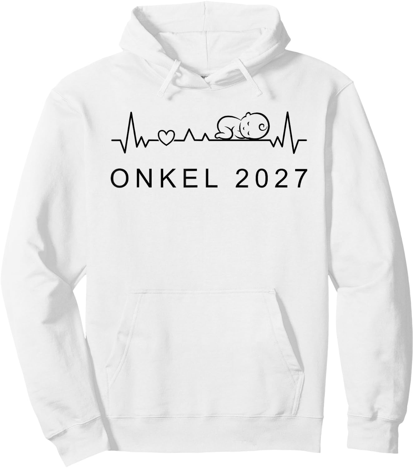 Onkel 2027 Herzschlag Mit Baby Schwangerschaft verkünden Hoodie - Hoodie | White