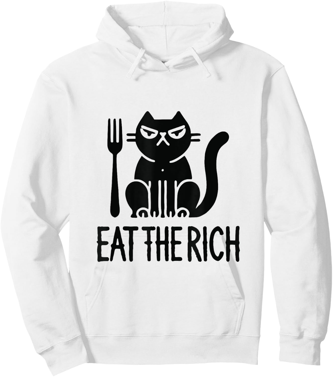 Eat the rich, corporate greed, funny cat, humor, rebellion Hoodie - Hoodie | White