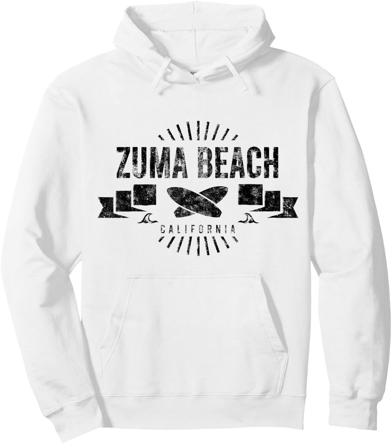 Zuma Beach California Surf Vintage Surfing Retro Surfboard Hoodie - Hoodie | White