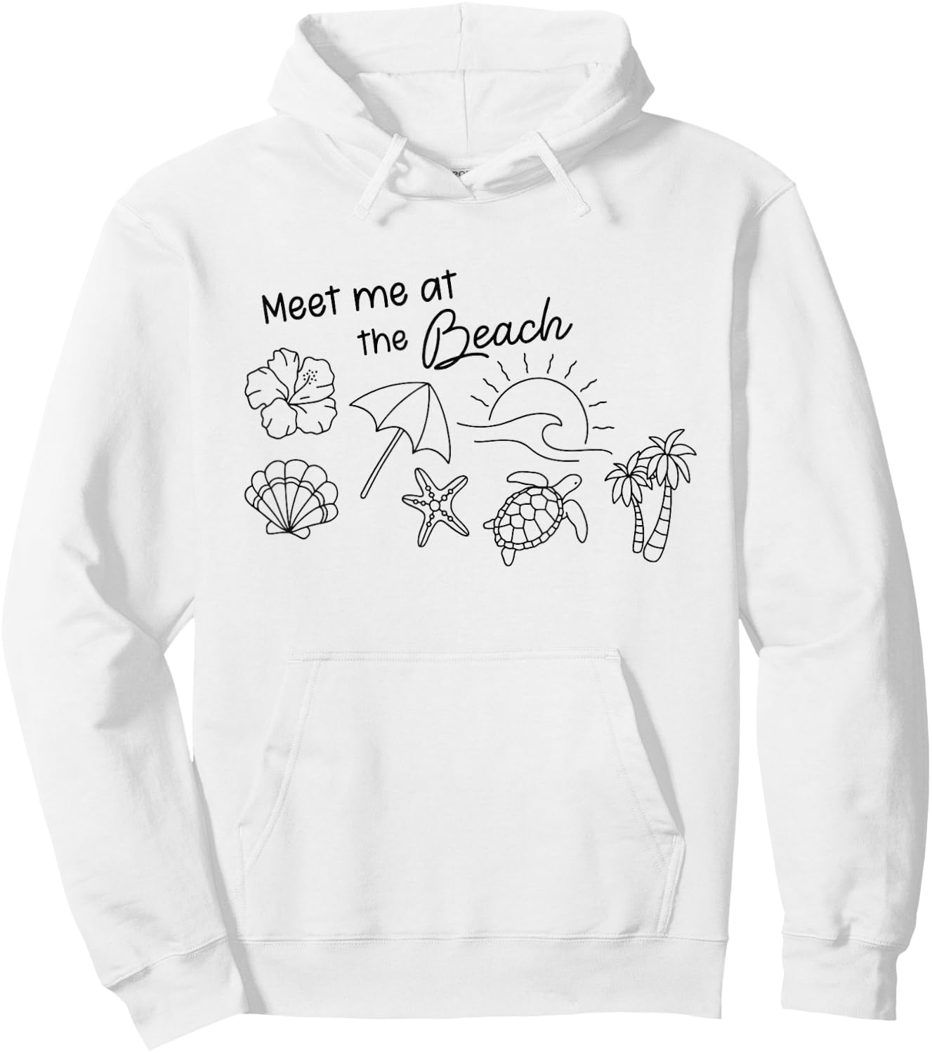 "Meet Me at the Beach" Tropical Ocean Surf Sea Turtle Summer Hoodie - Hoodie | White