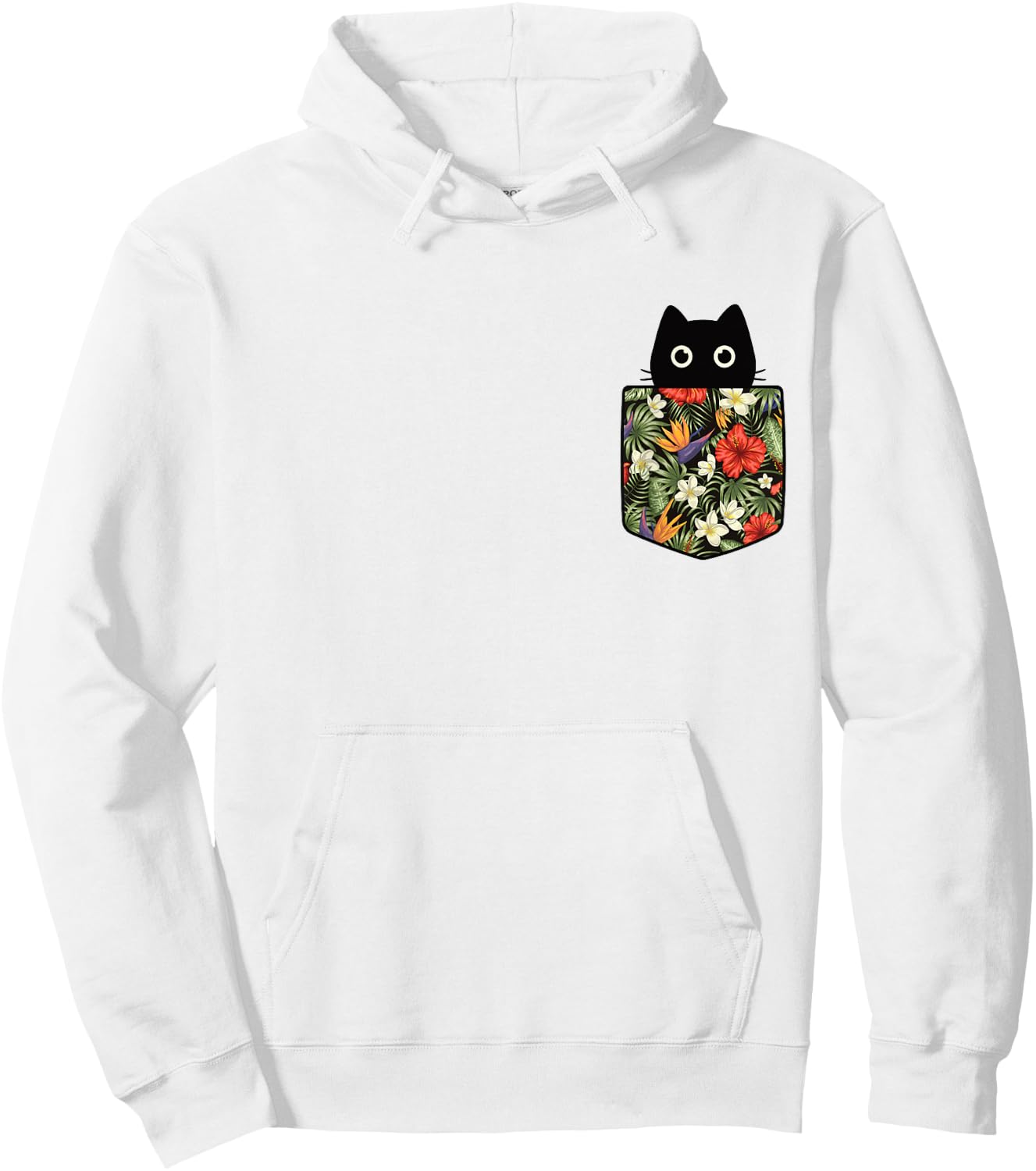 Hawaiian Cat in Pocket Shirt Men Cute Cats Lover Hoodie - Hoodie | White
