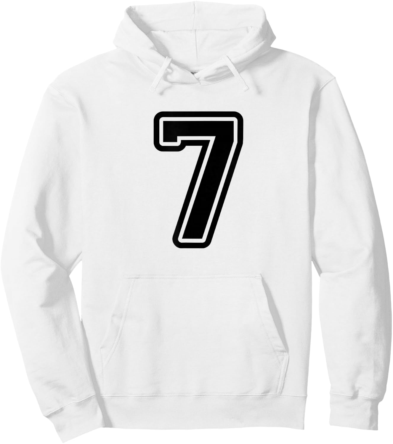 Number #7 Black Sport Varsity Number 7 Hoodie - Hoodie | White