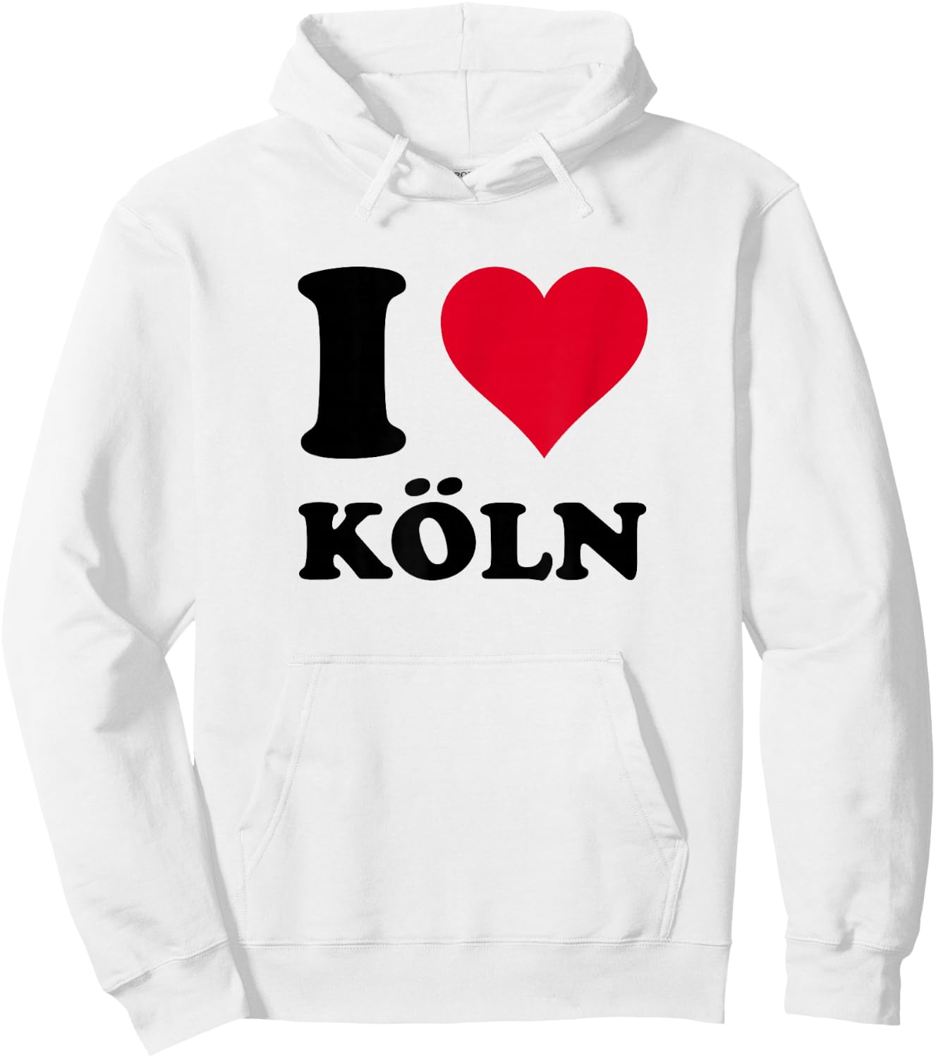 with German Text 'Ich Liebe Köl, White Hoodie - Hoodie | White