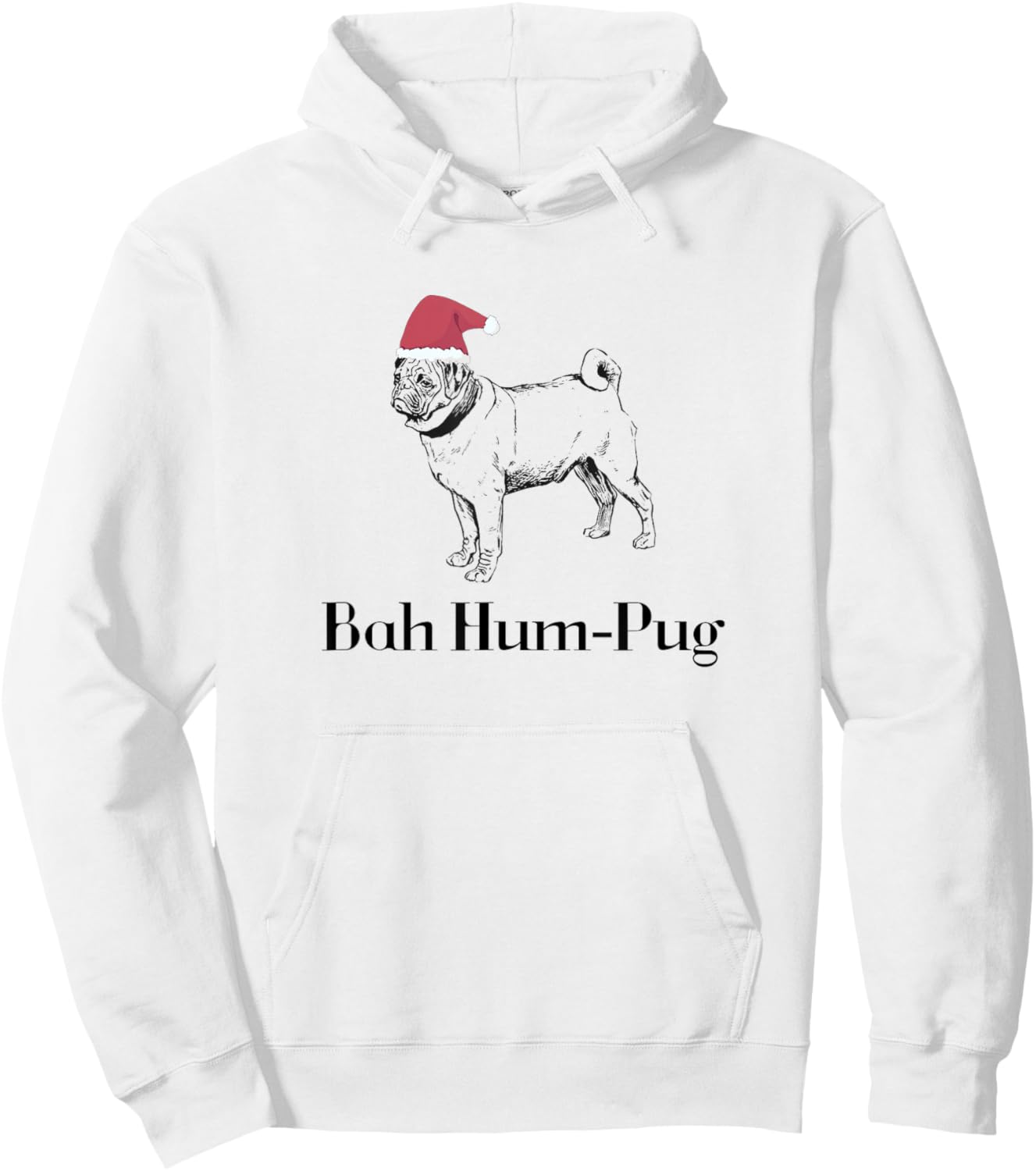 Festive Christmas Bah Hum-Pug Pug Puppy Hoodie - Hoodie | White