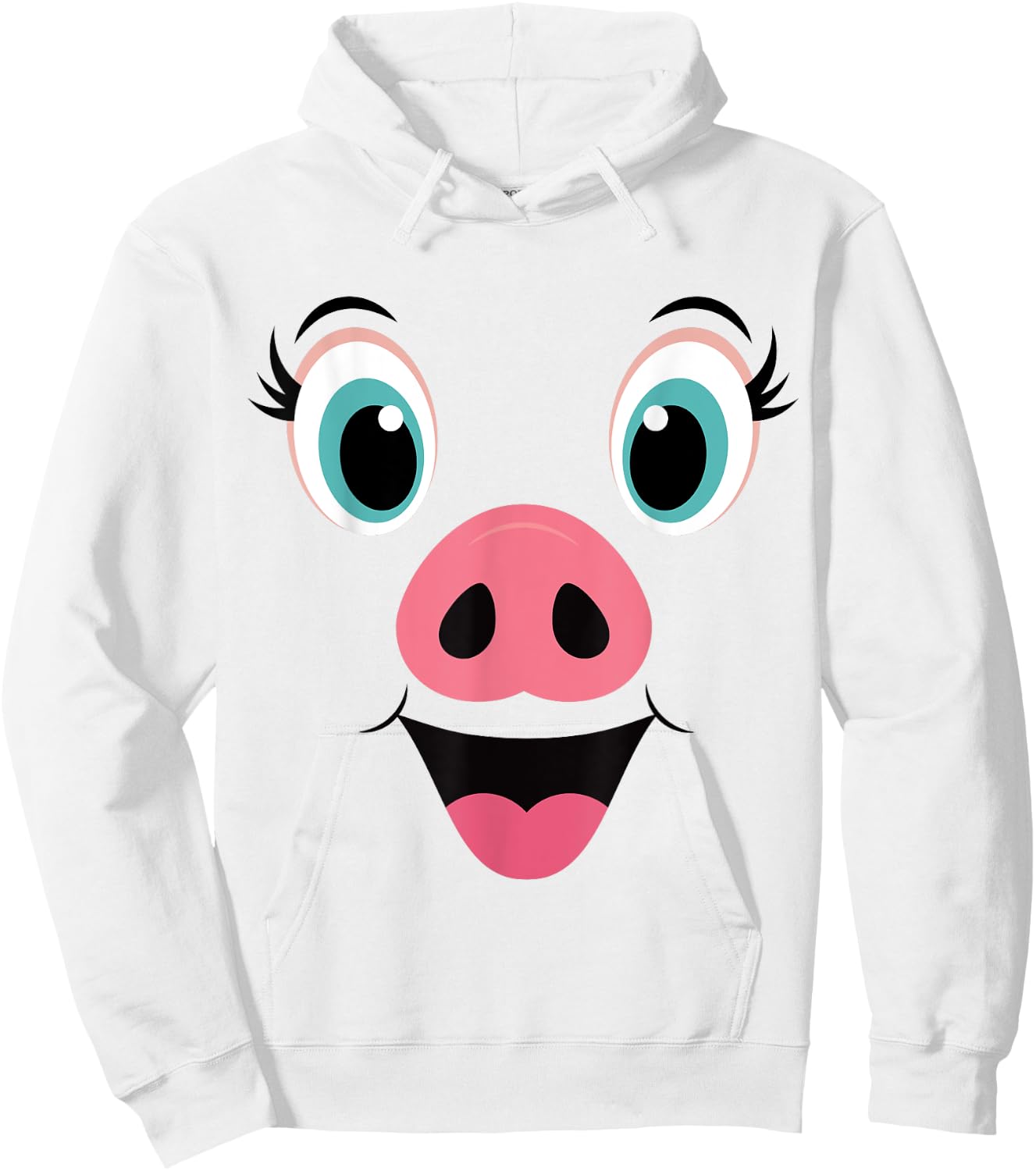 Funny Pig Face Pink Swine Halloween Costume Hoodie - Hoodie | White