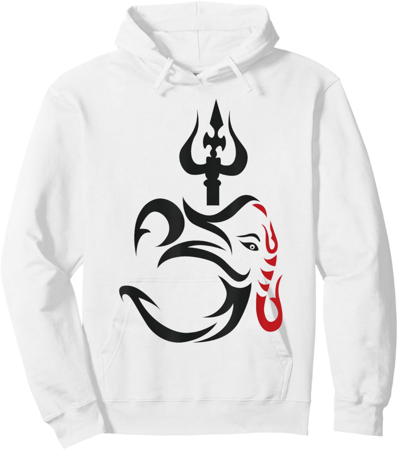 OM-Ganesha And Lord Shiva Divine Trident Trishul Hoodie - Hoodie | White