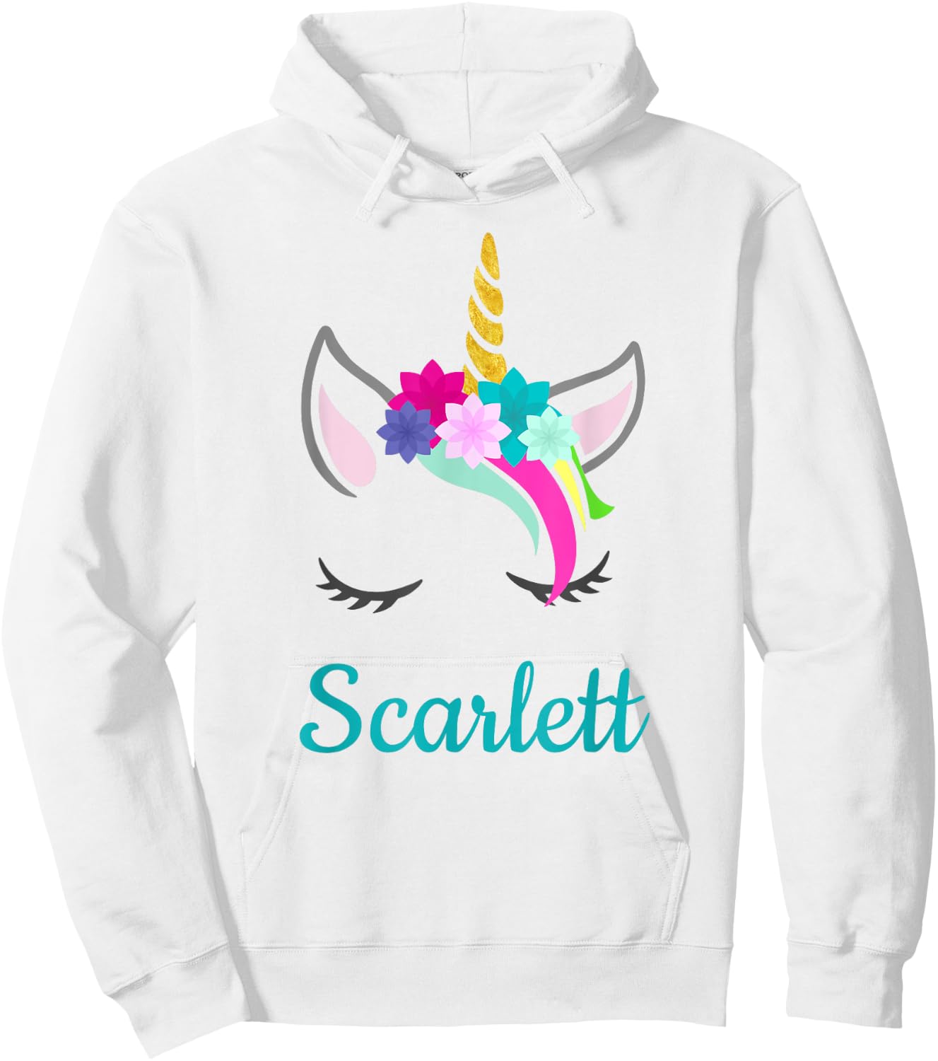 Scarlett Rainbow Unicorn Name Hoodie - Hoodie | White