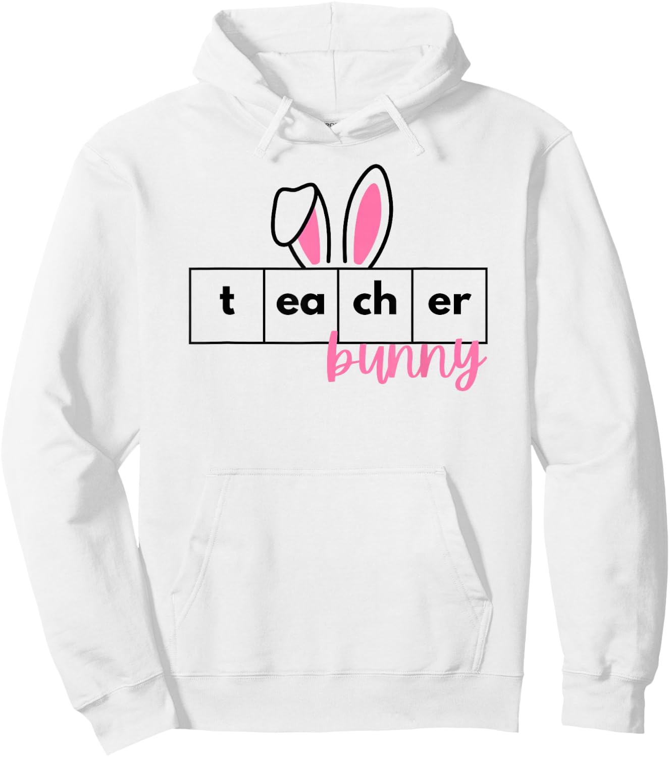 Teacher Bunny Reading Teacher Easter Spring Hoodie - Hoodie | White