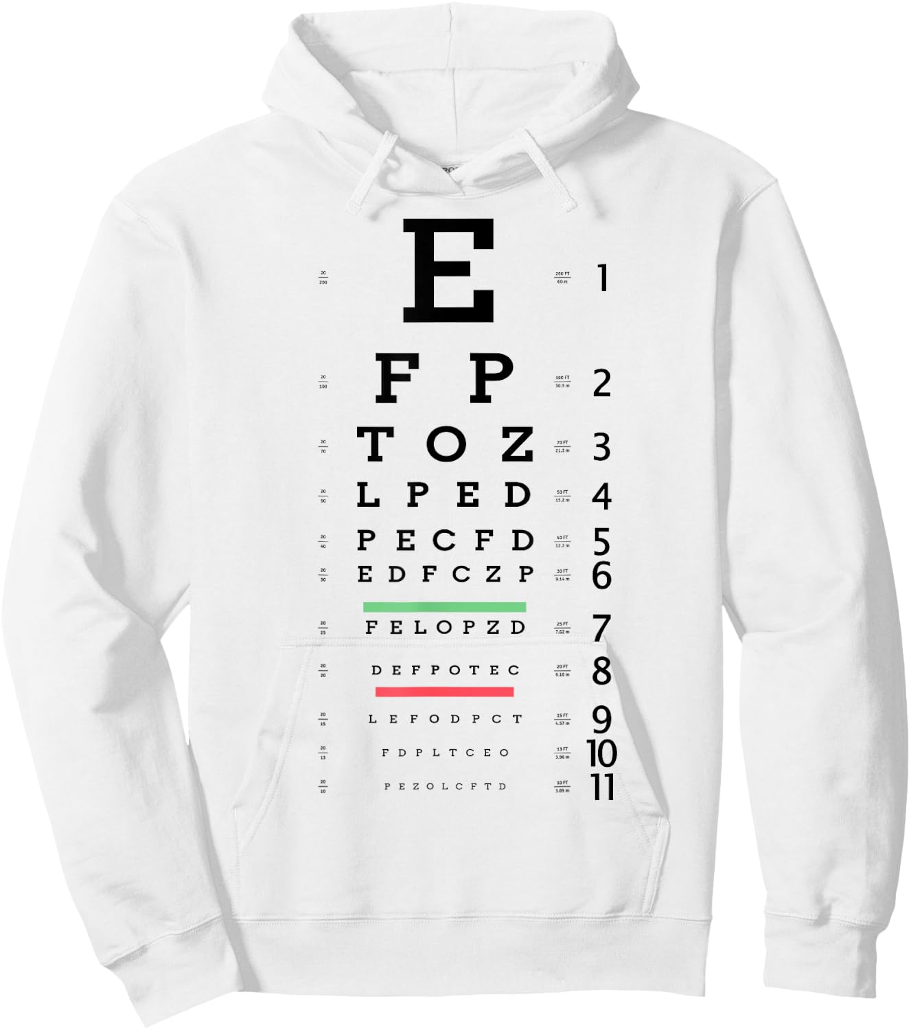 Optometrist Snellen Eye chart Optotype Optometry Eye Doctor Hoodie - Hoodie | White