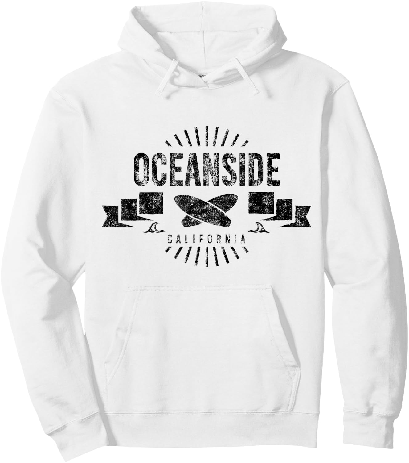 Oceanside CA Surf Cali Vintage Surfing Beach Retro Surfboard Women Kids Hoodie - Hoodie | White