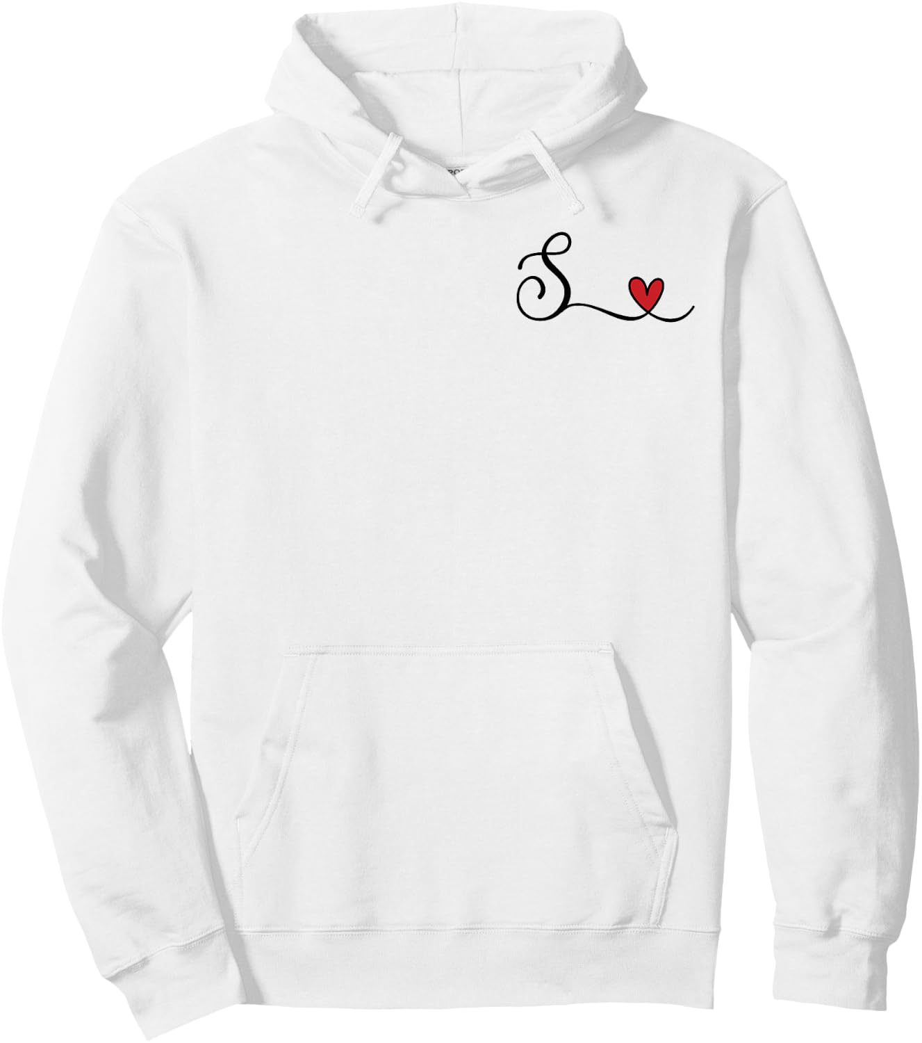 S Initial Heart Monogram Gift Hoodie - Hoodie | White