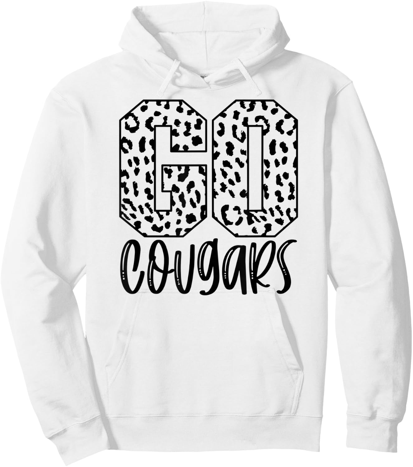 Cougars Team Mascot School Spirit Game Night Leopard Print Hoodie - Hoodie | White