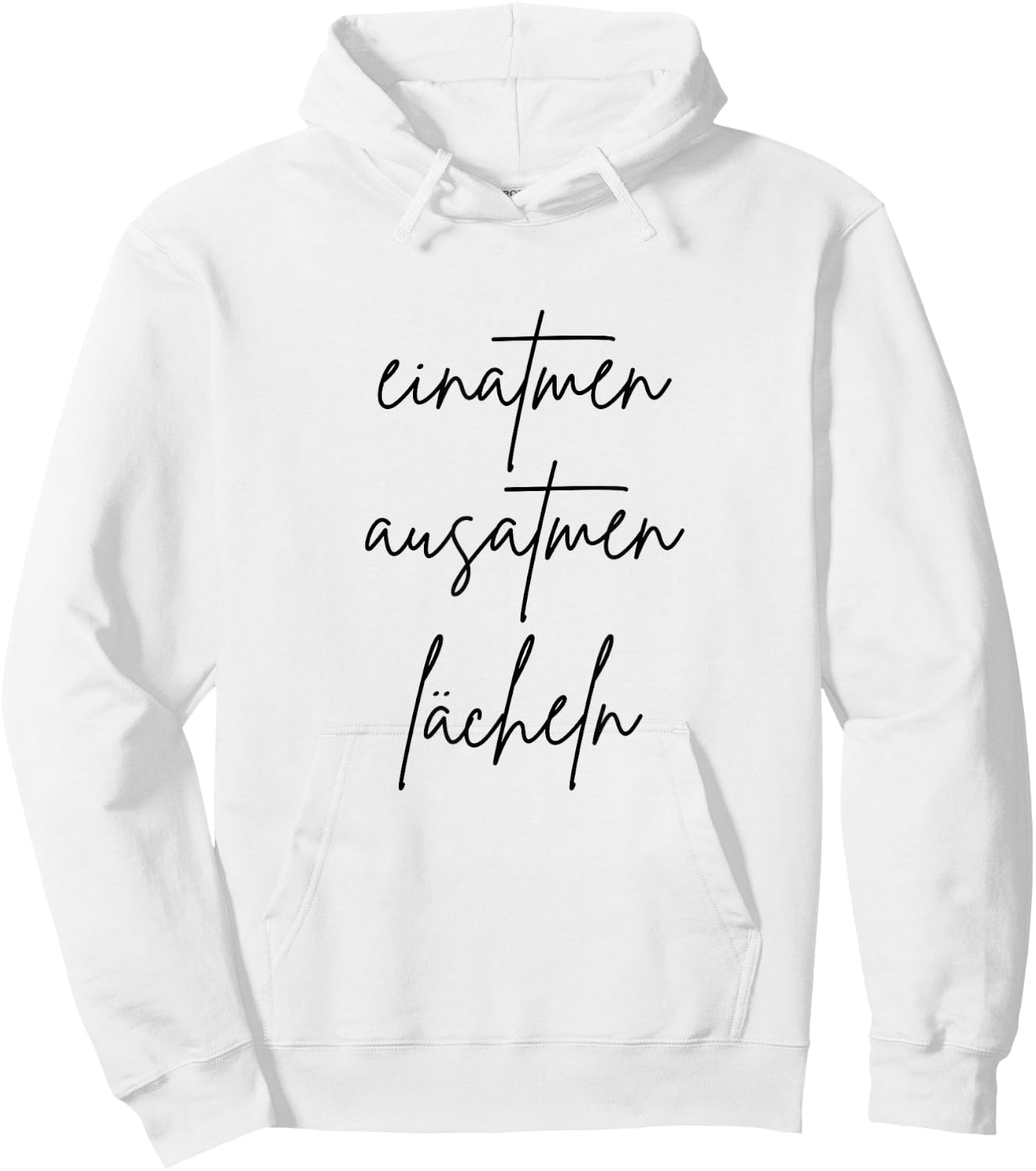 with German Text "Einatmen Ausatmen Smiles", gray Hoodie - Hoodie | White