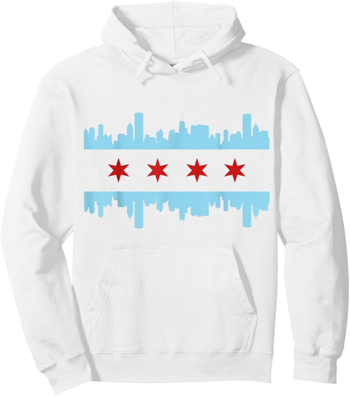 Chicago Flag Skyline Pride Illinois Vintage Hoodie - Hoodie | White