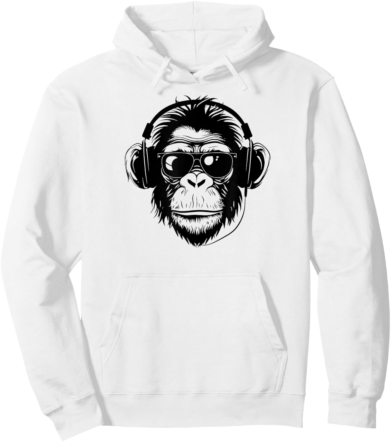 Cute Chimpanzee Monkey Headphone DJ Primate Chimp Hoodie - Hoodie | White