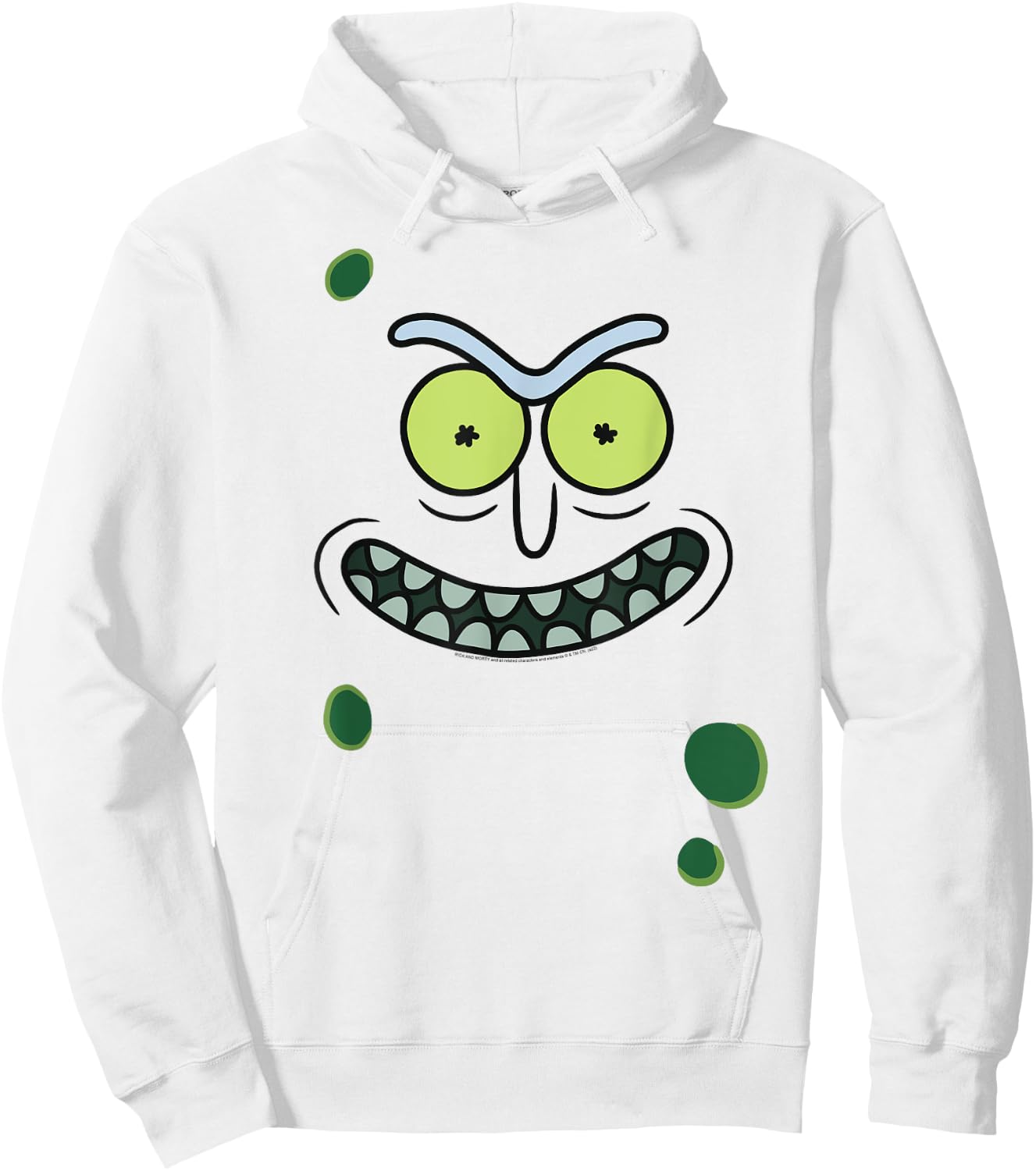 Adult Swim Rick & Morty Pickle Rick Face , Green Hoodie - Hoodie | White