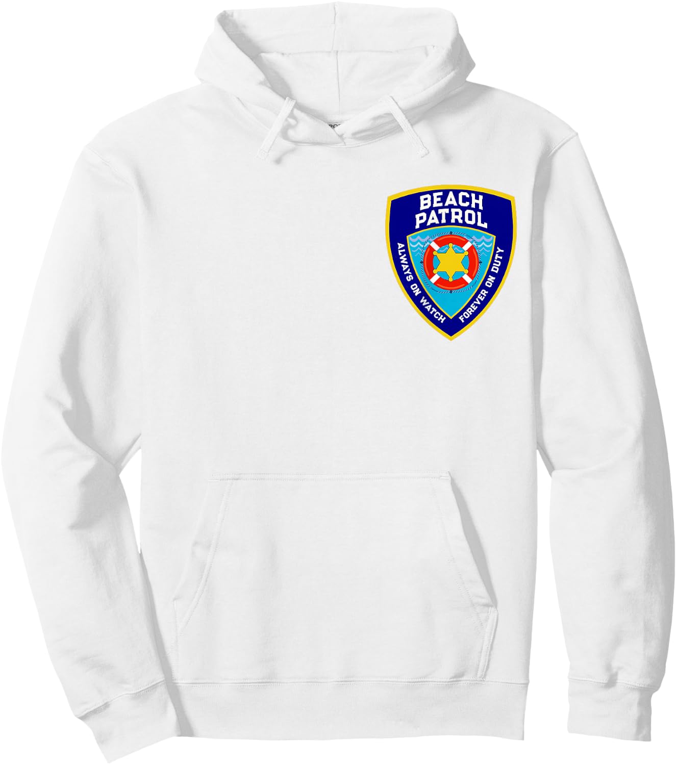 Funny BEACH PATROL Shield On Duty Mermaid Security My Pocket Hoodie - Hoodie | White