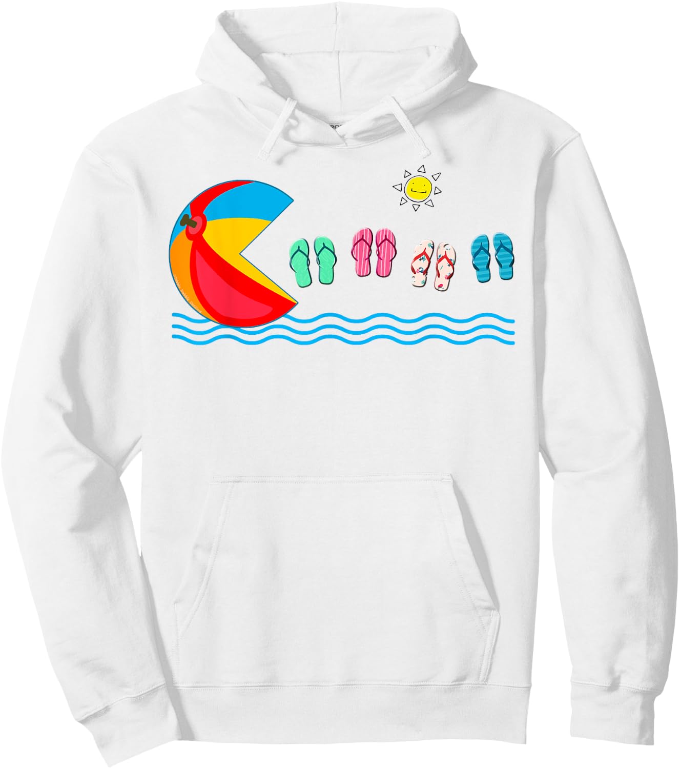 Funny Beach Ball Flip Flops Swimming Summer Vacation Women Kids Hoodie - Hoodie | White