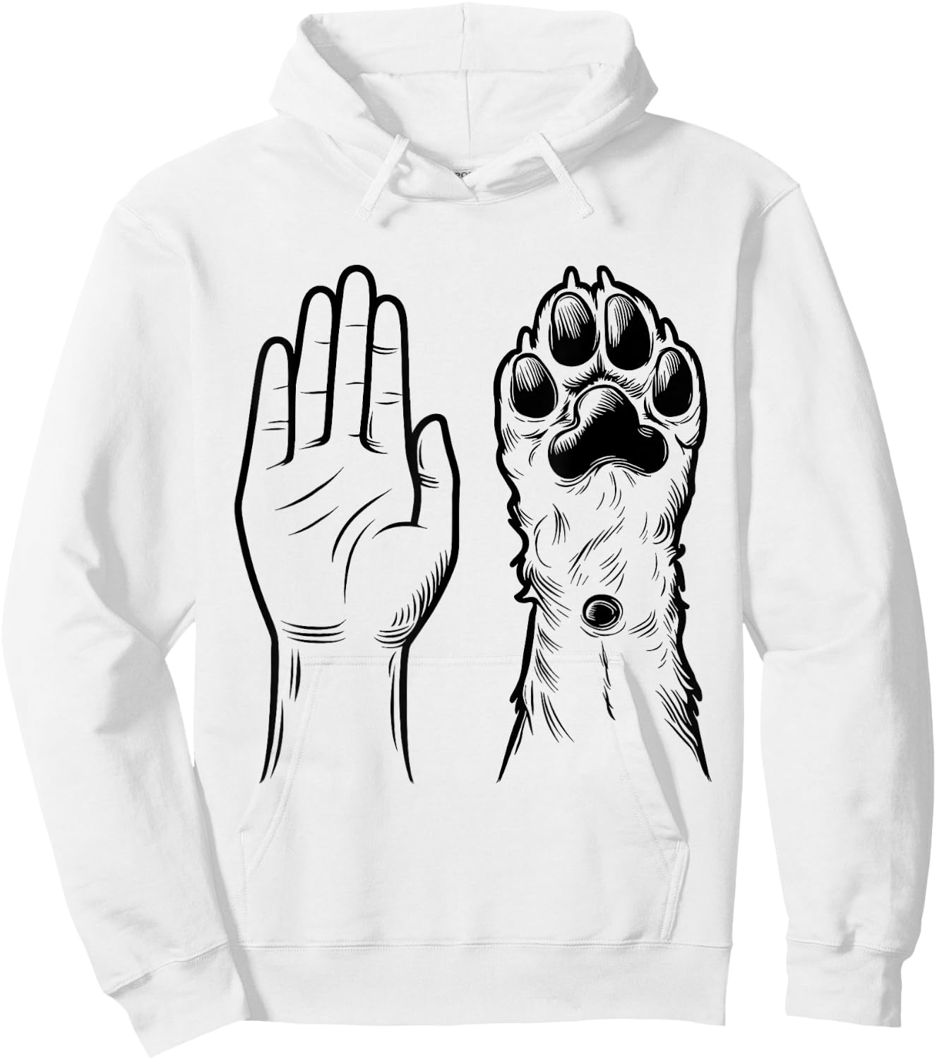 High Five Human Hand Dog Paw Hoodie - Hoodie | White
