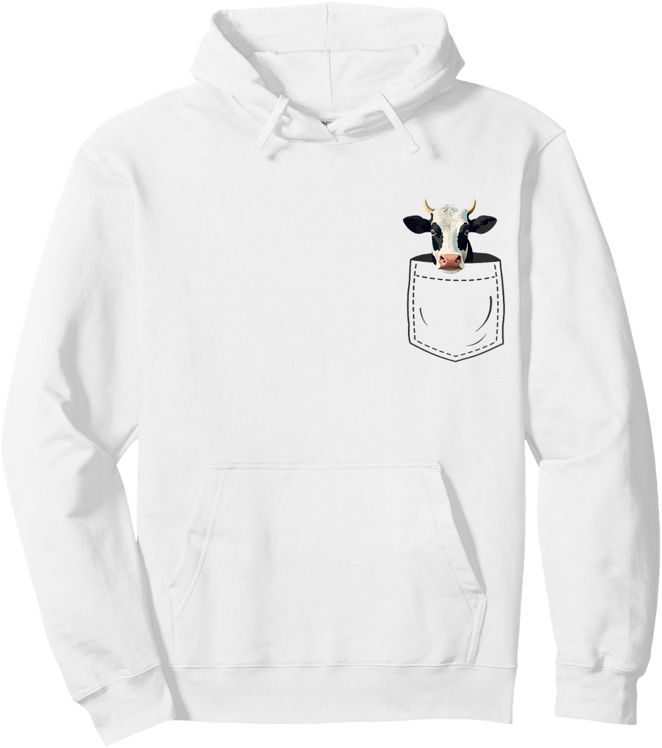 Cow in Pocket Hoodie - Hoodie | White
