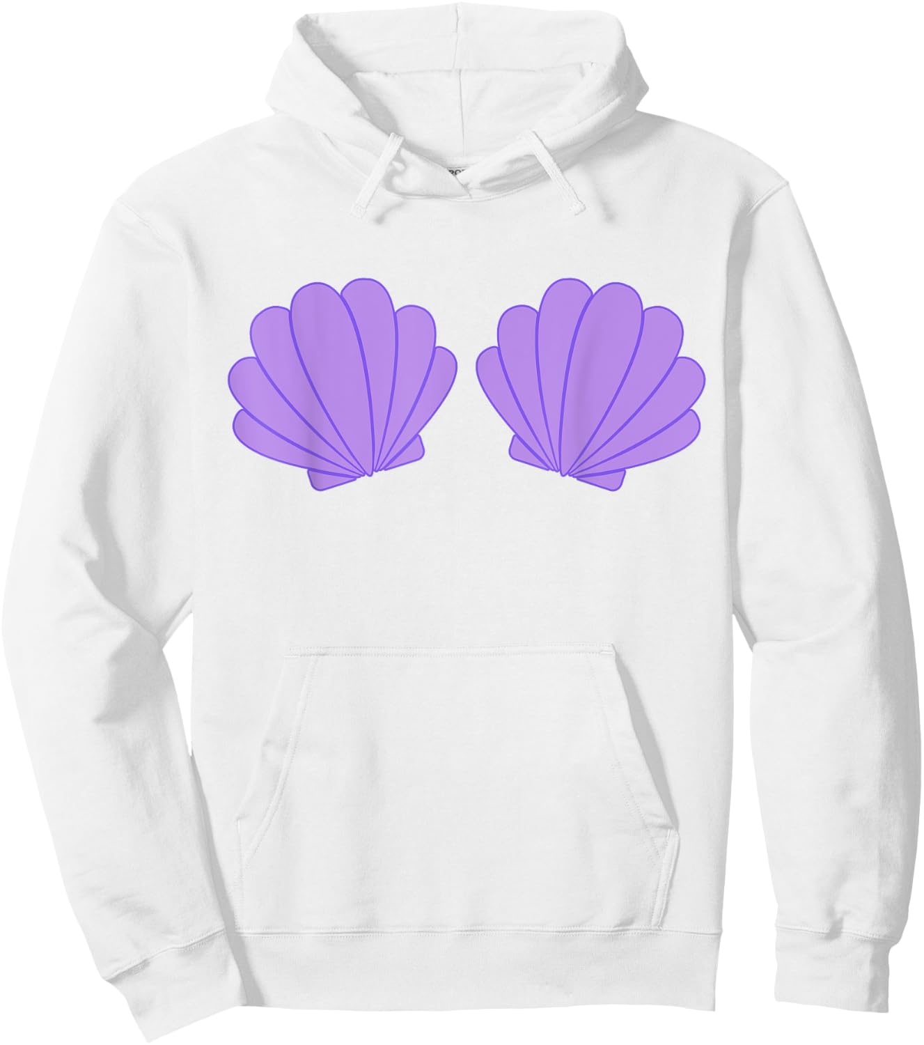 Mermaid Purple Seashell Bra Cartoon Graphic Costume Hoodie - Hoodie | White