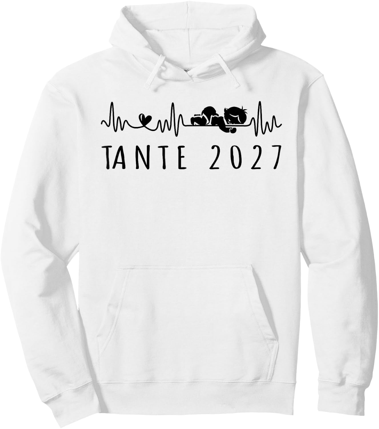 Tante 2027 Herzschlag Schwangerschaft Verkünden Hoodie - Hoodie | White