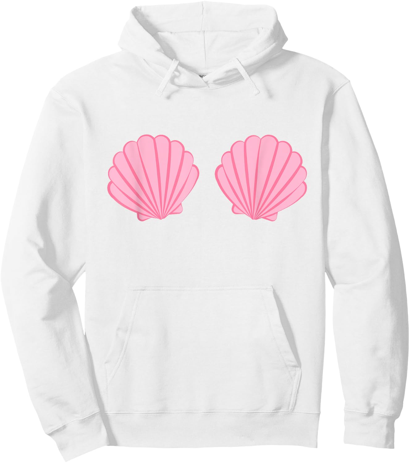 Mermaid Pink Seashell Bra Cartoon Graphic Hoodie - Hoodie | White