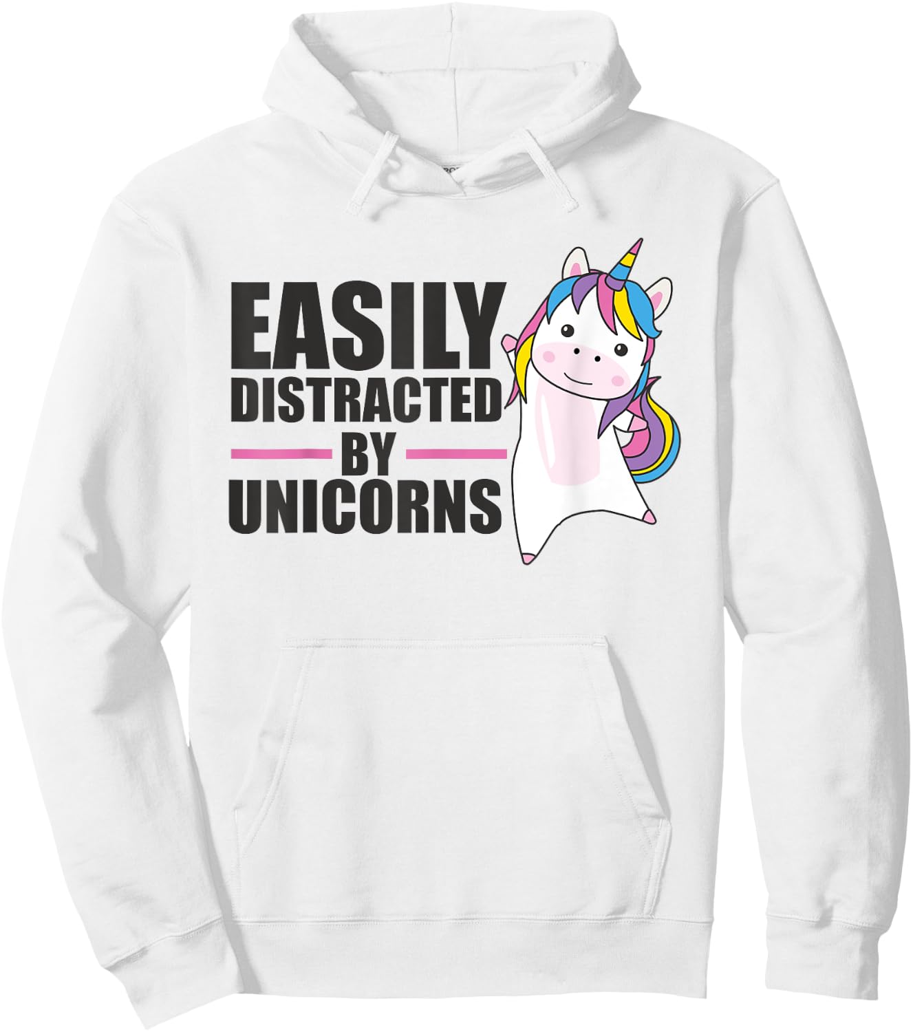 Easily Distracted By Unicorns - Cute Unicorn Hoodie - Hoodie | White