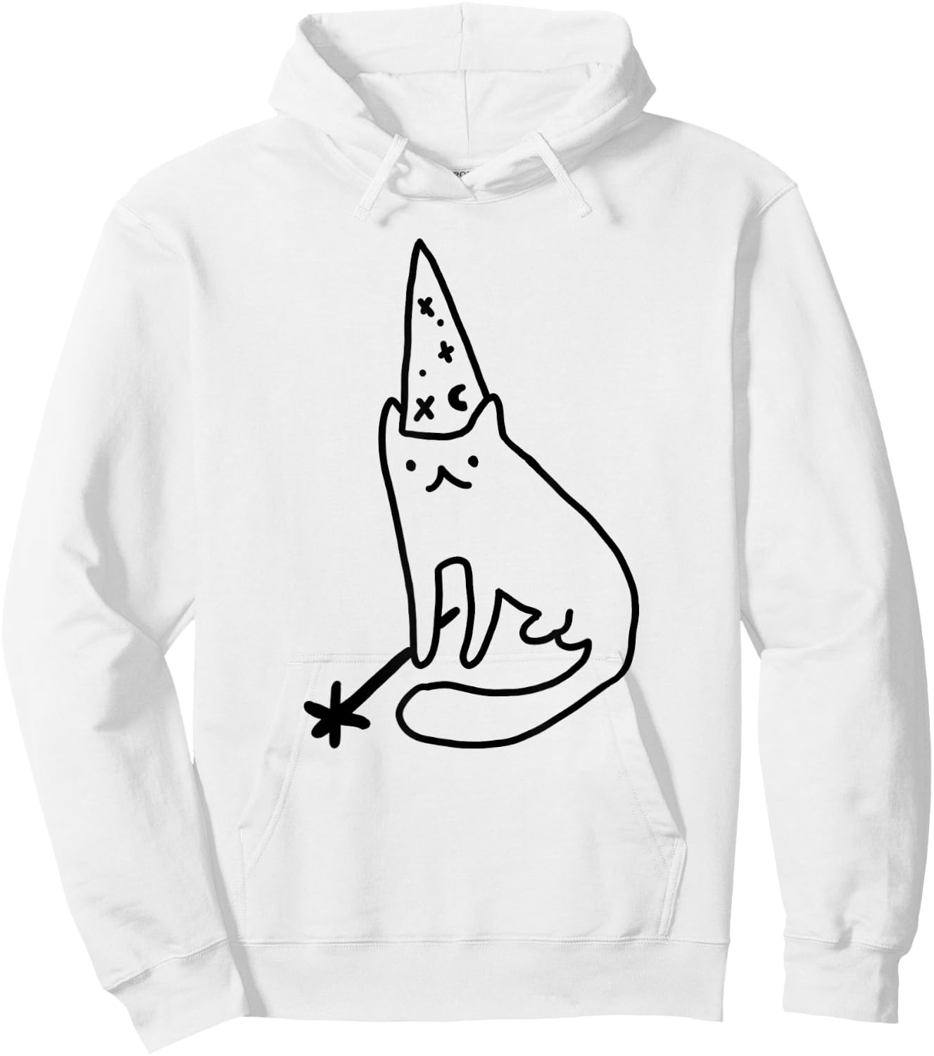 Wizard Cat Funny Meme Drawing Hoodie - Hoodie | White