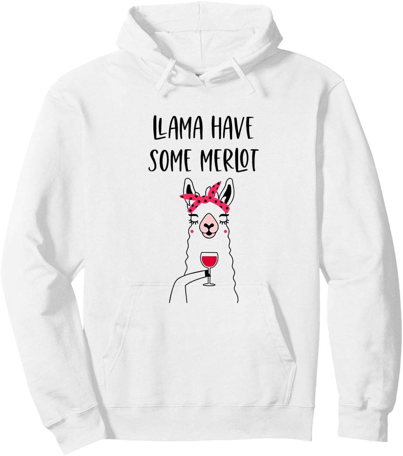 Funny Llama Wine Llama Have Some Merlot Graphic Hoodie - Hoodie | White