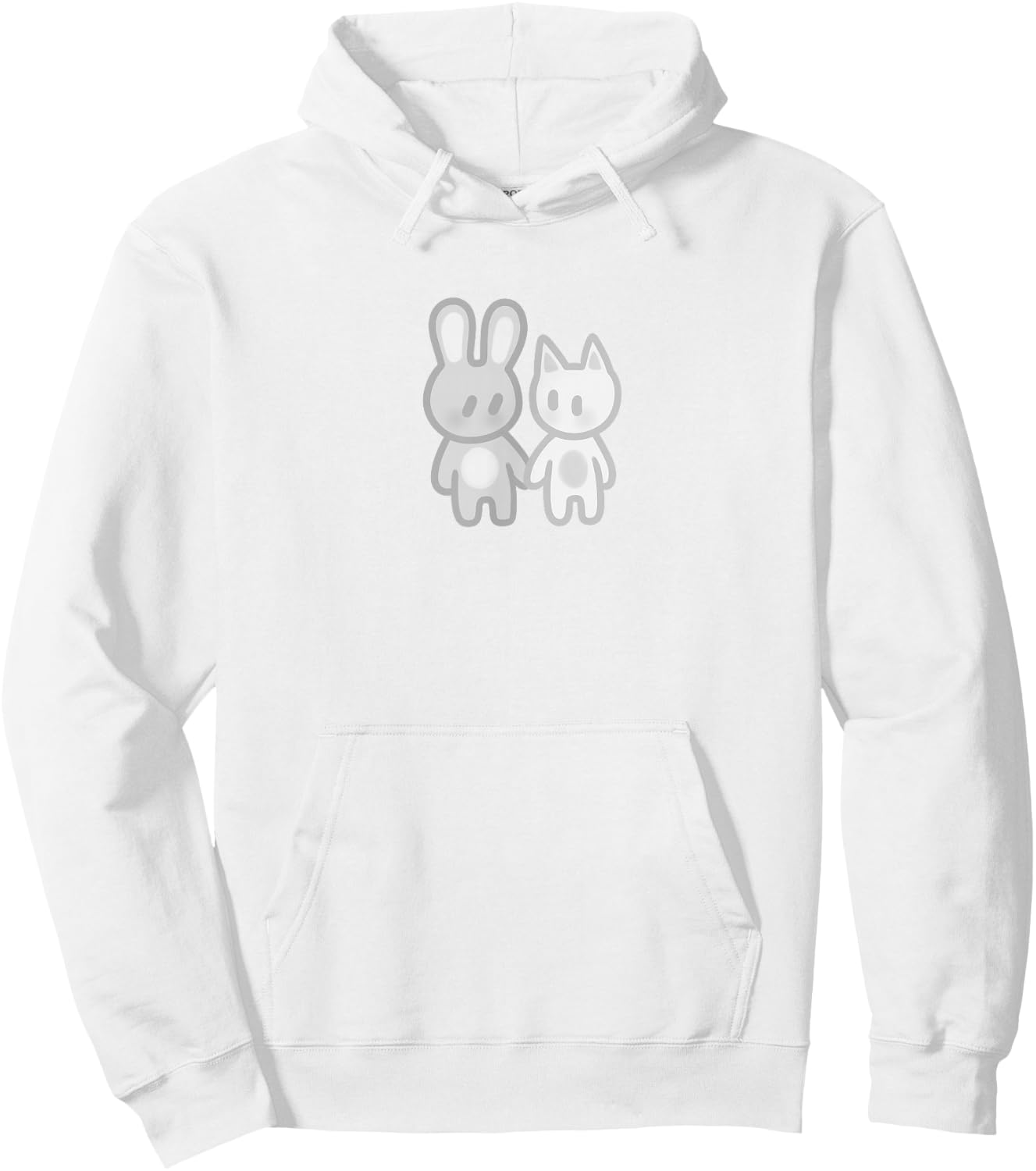 Niedlicher Kawaii Y2K Kokette Hase und Katze Hoodie - Hoodie | White