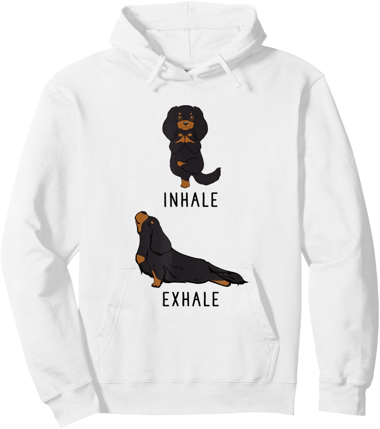 Inhale Exhale Cavalier King Charles Spaniel Funny Dog Yoga Women Girls Kids Hoodie - Hoodie | White