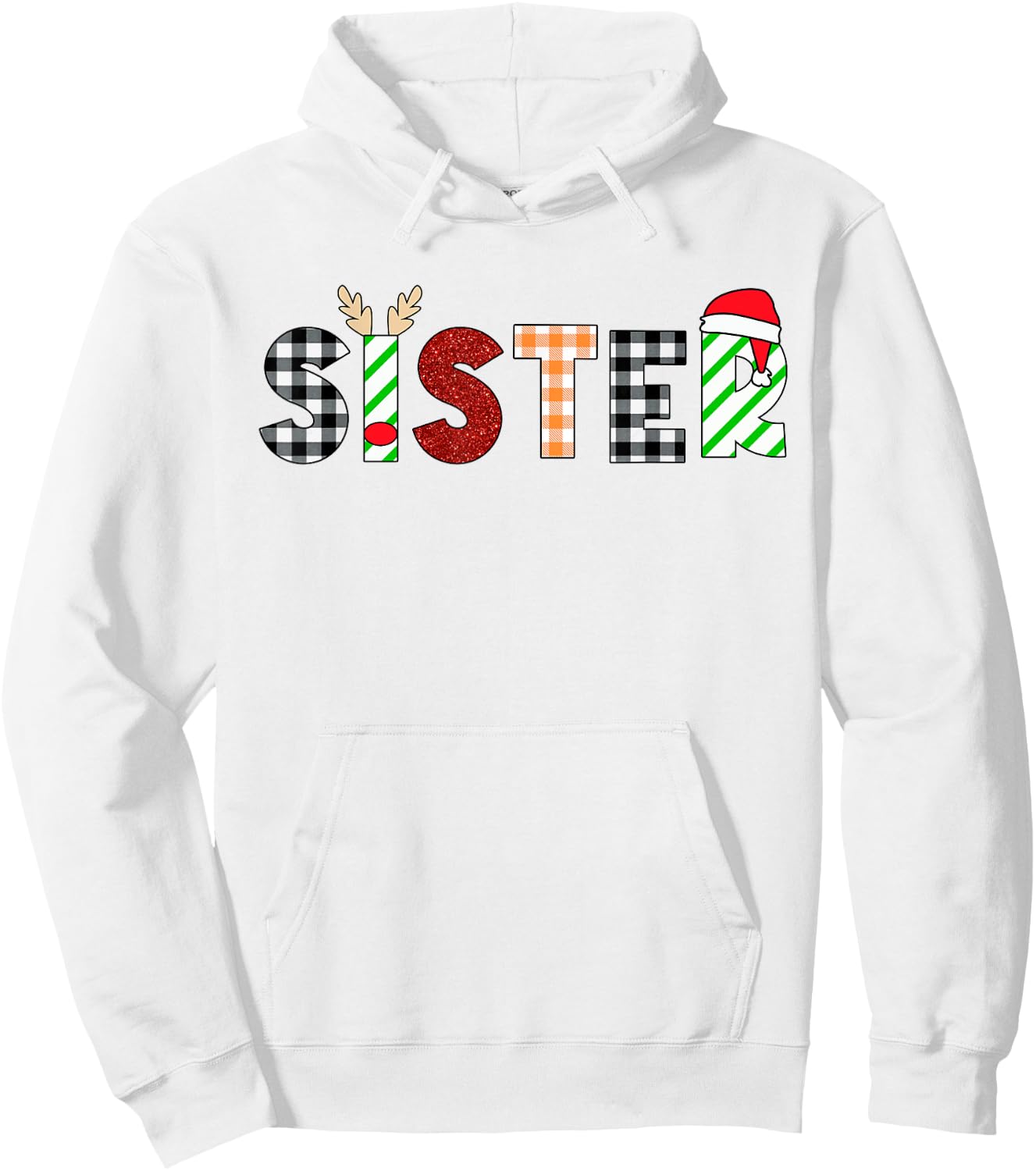 Sister Santa Christmas Family Matching Pajamas Mama Xmas Hoodie - Hoodie | White