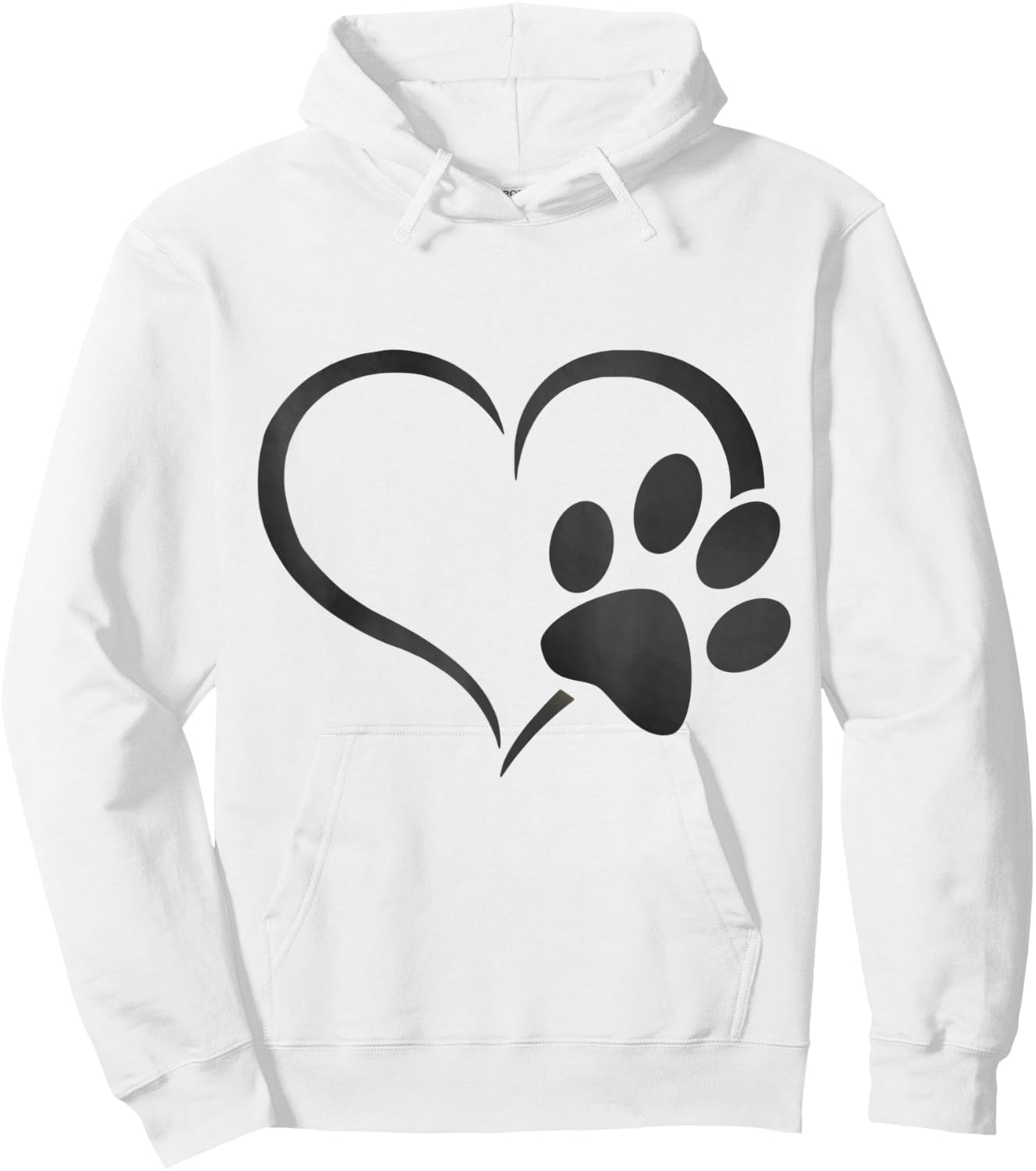 light grey black Dog Paw Print heart For Dogs Lover Women Kids Hoodie - Hoodie | White