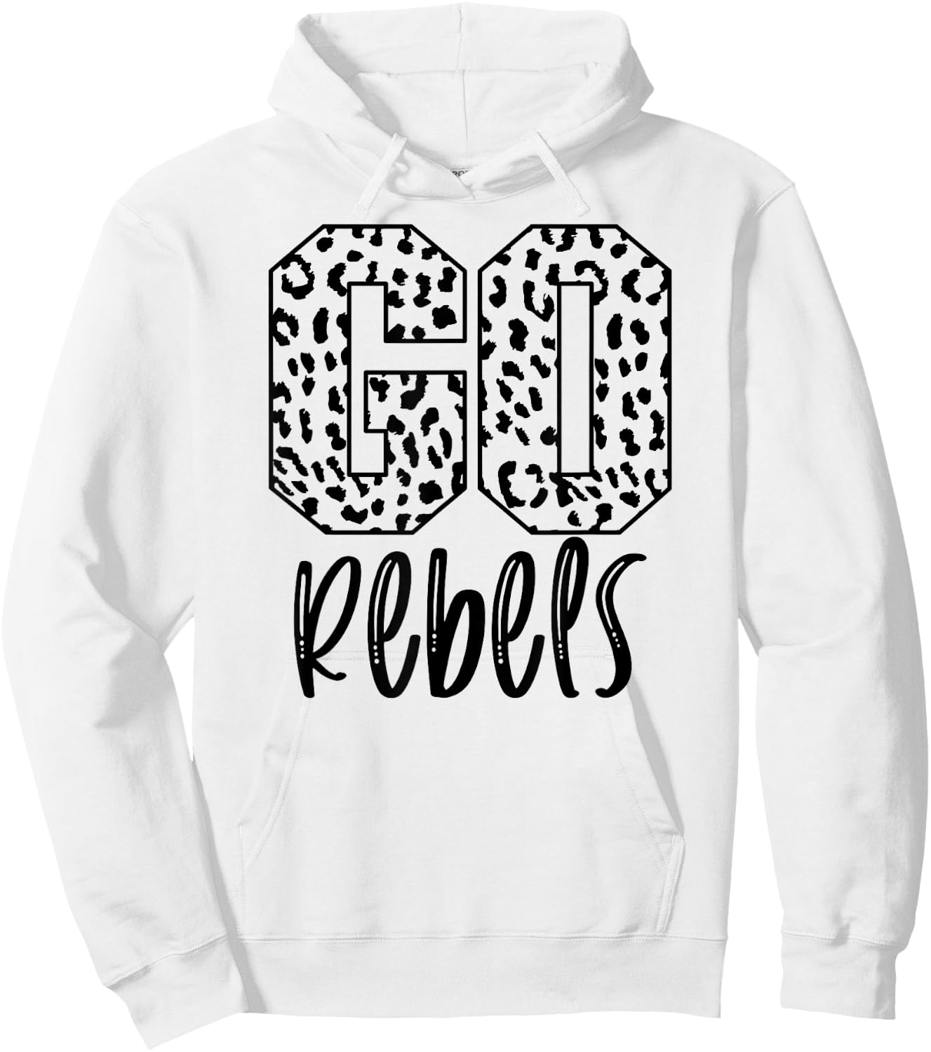 Rebels Team Mascot School Spirit Game Night Leopard Print Hoodie - Hoodie | White
