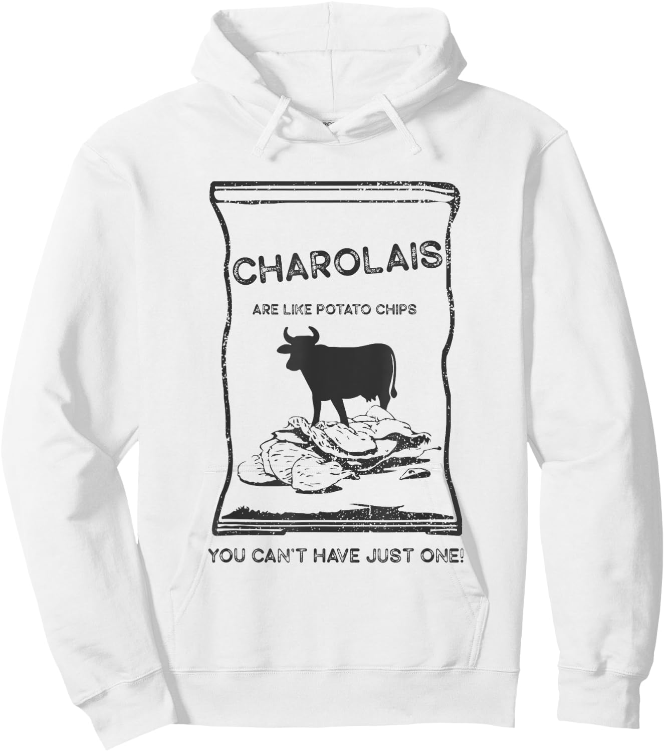 Cattle Like Potato Chips Can't Have One - Charolais Hoodie - Hoodie | White