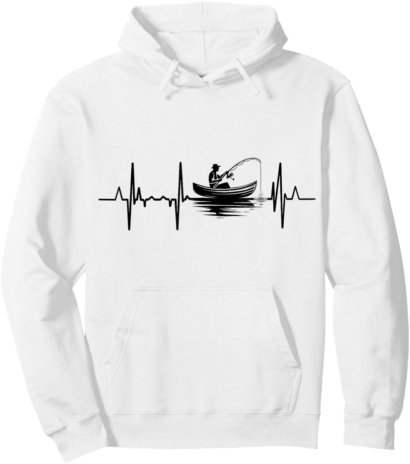 Fishing Pulse Line Angler Heartbeat Hoodie - Hoodie | White