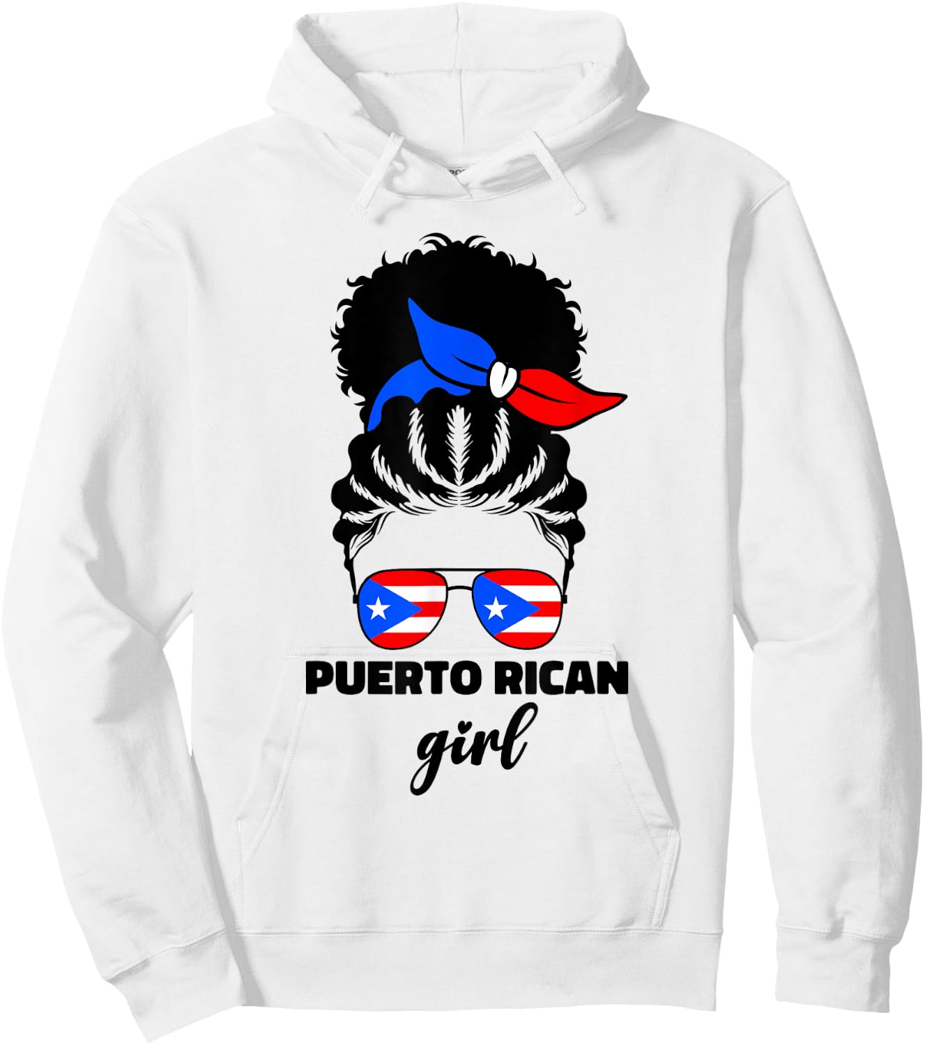 Afro Puerto Rican Girl African American Puerto Rico PR Flag Hoodie - Hoodie | White