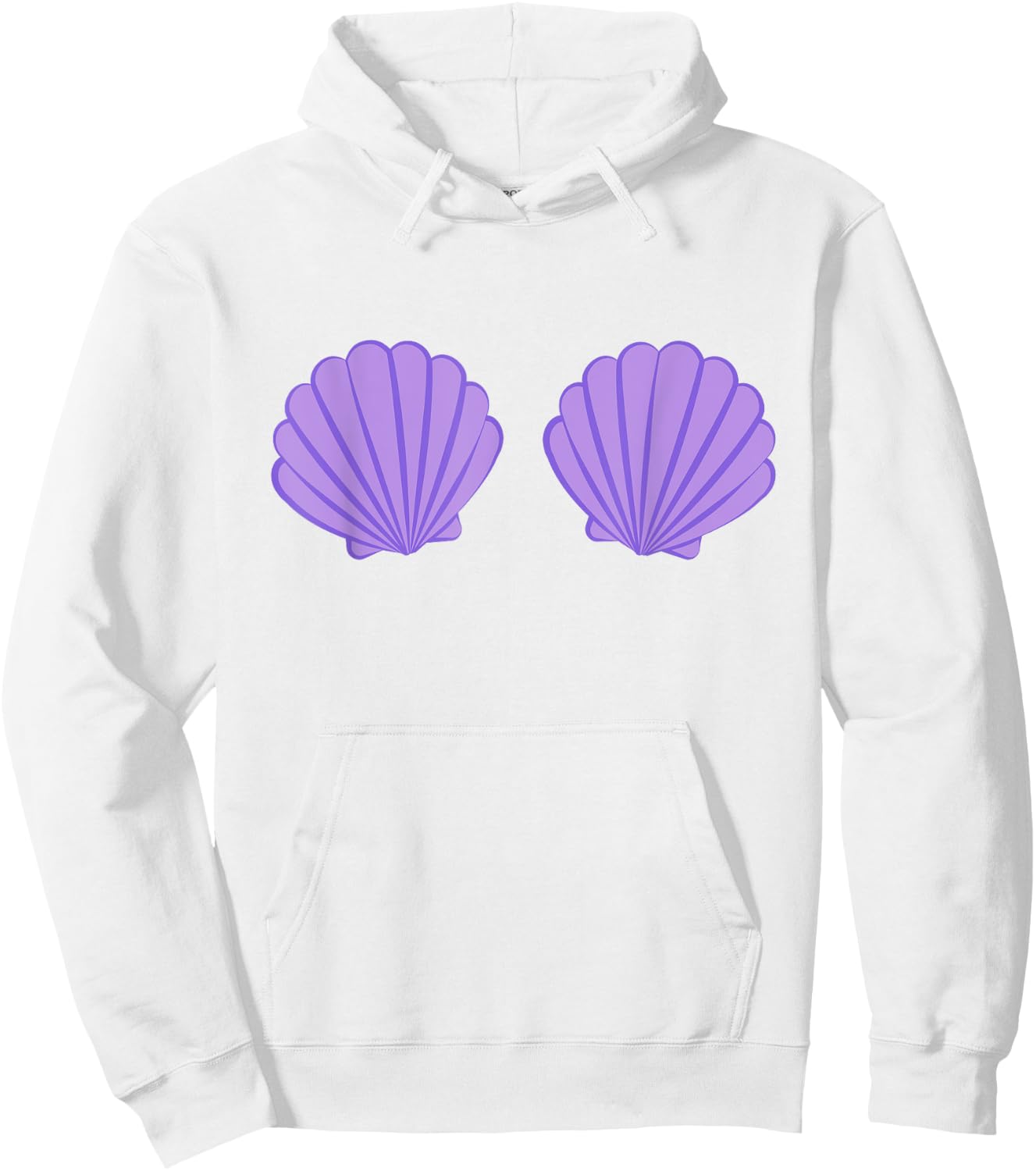 Mermaid Purple Seashell Bra Cartoon Graphic Hoodie - Hoodie | White
