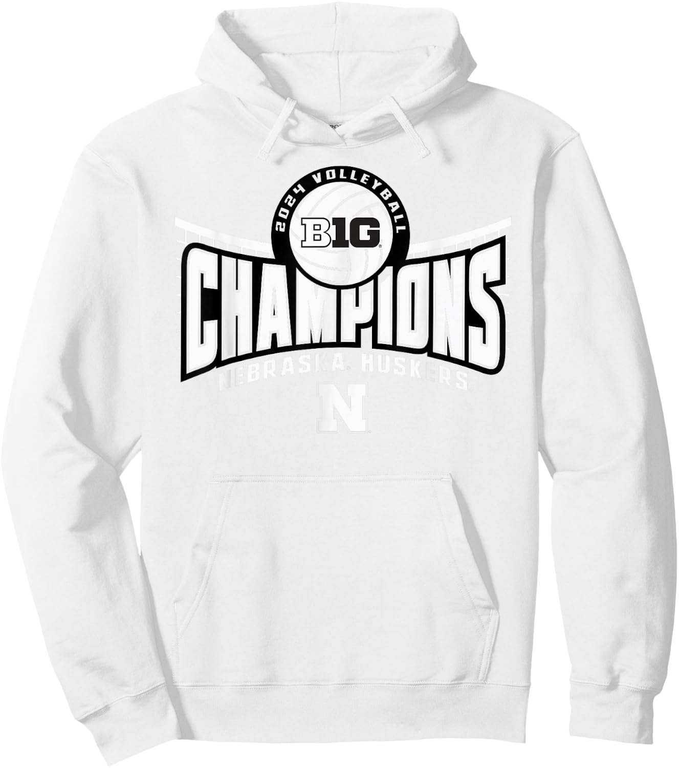 Nebraska Cornhuskers Big Ten Champs 2024 Women's Volleyball Hoodie - Hoodie | White