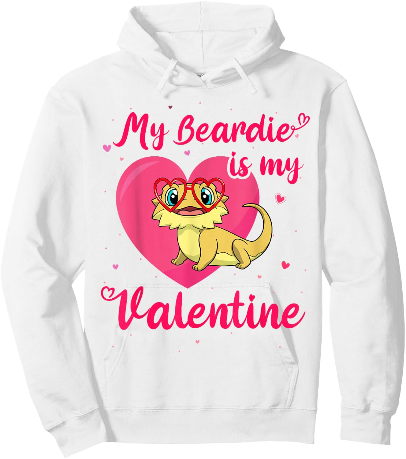 Bearded Dragon Valentines Day Beardie Cute Lizard Valentine Hoodie - Hoodie | White
