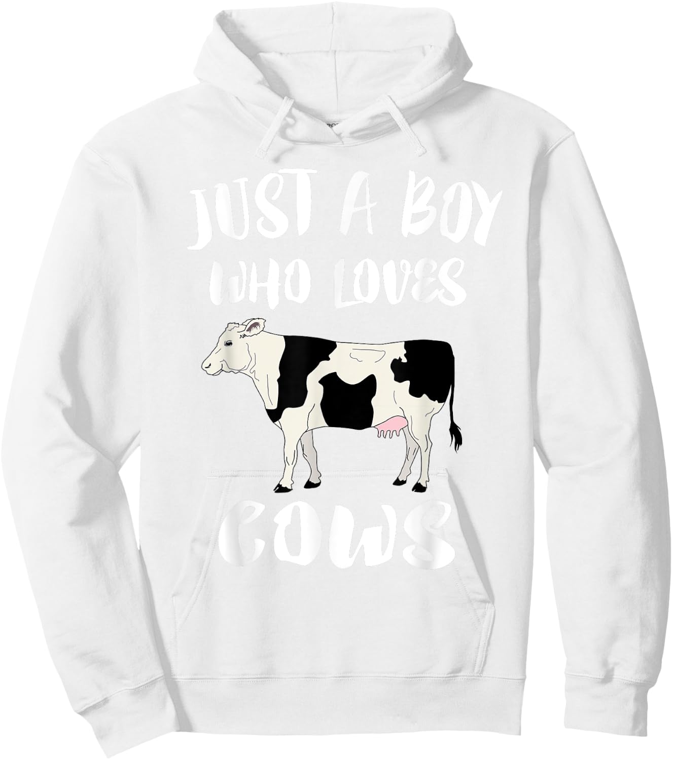Just A Boy Who Loves Cows Animal Lover Farm Gift Hoodie - Hoodie | White