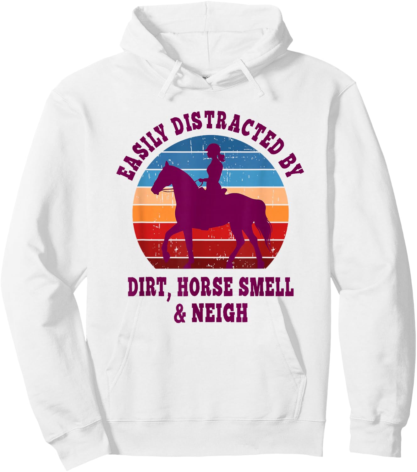 Retro Horse Smell And Neigh Horse Girl Hoodie - Hoodie | White