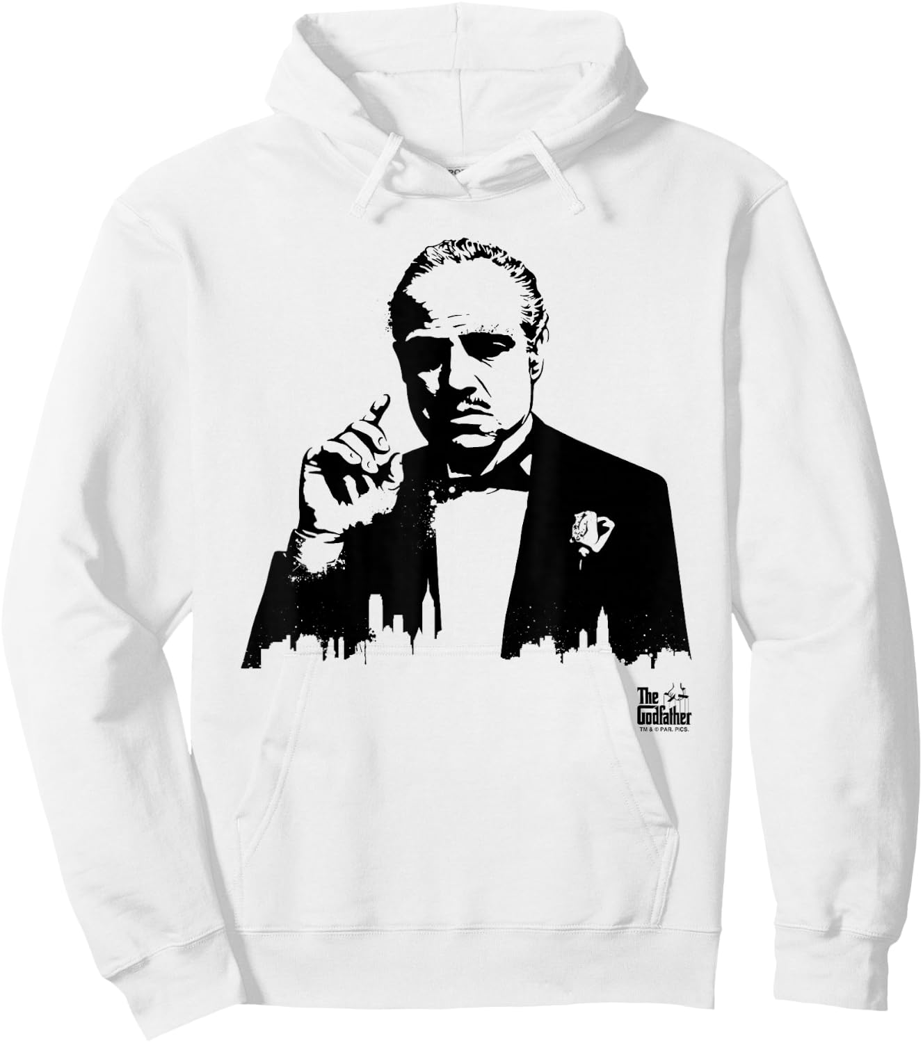 The Godfather Don Vito Corleone City Skyline Silhouette Hoodie - Hoodie | White