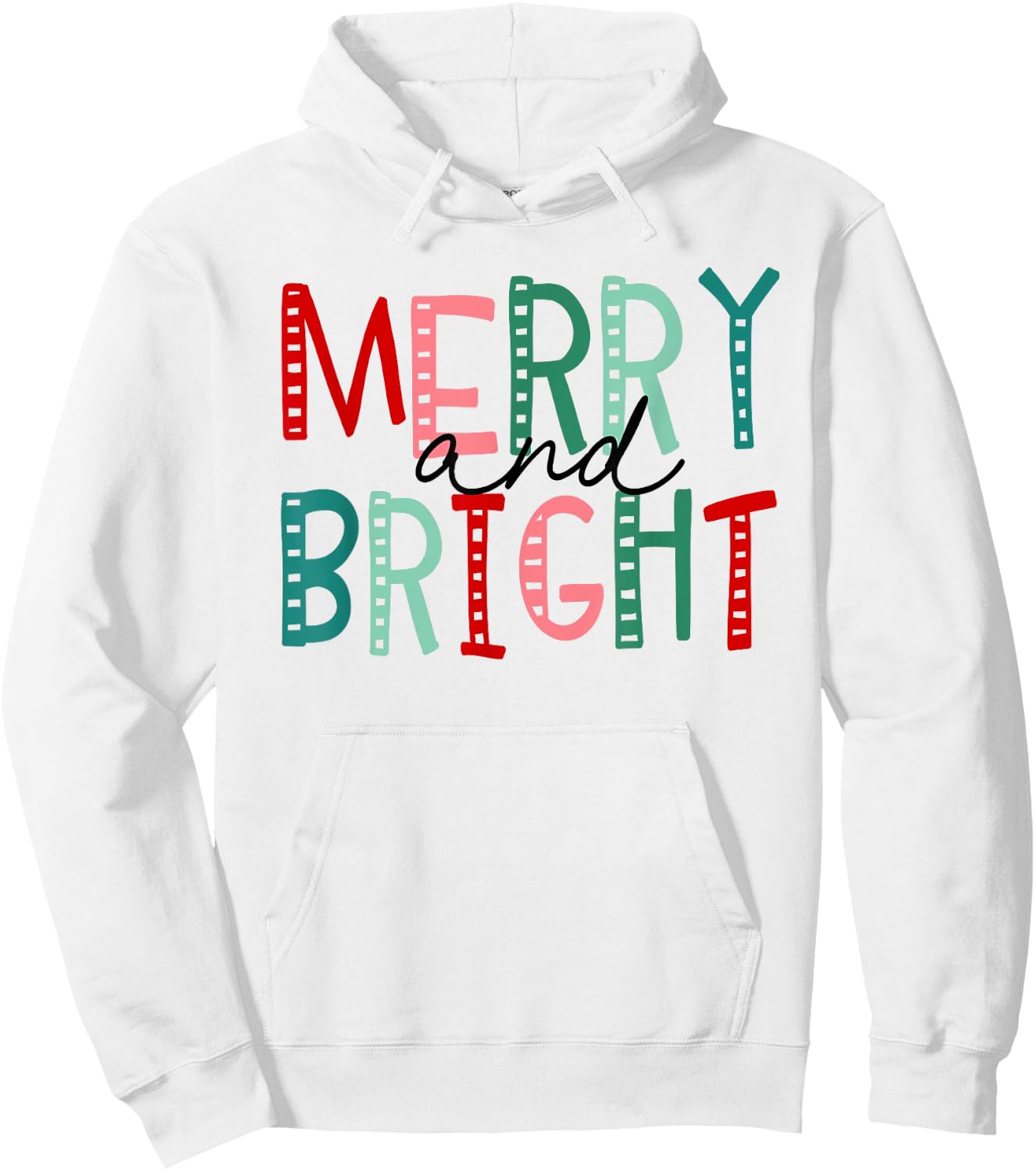 Merry and Bright Christmas Women Girls Kids Toddlers Cute Hoodie - Hoodie | White