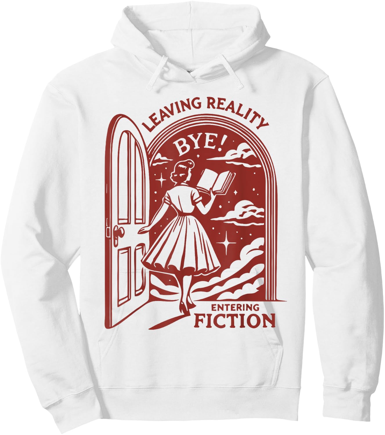 Letting Reality Enter Fiction Book Reading Retro Funny Hoodie - Hoodie | White