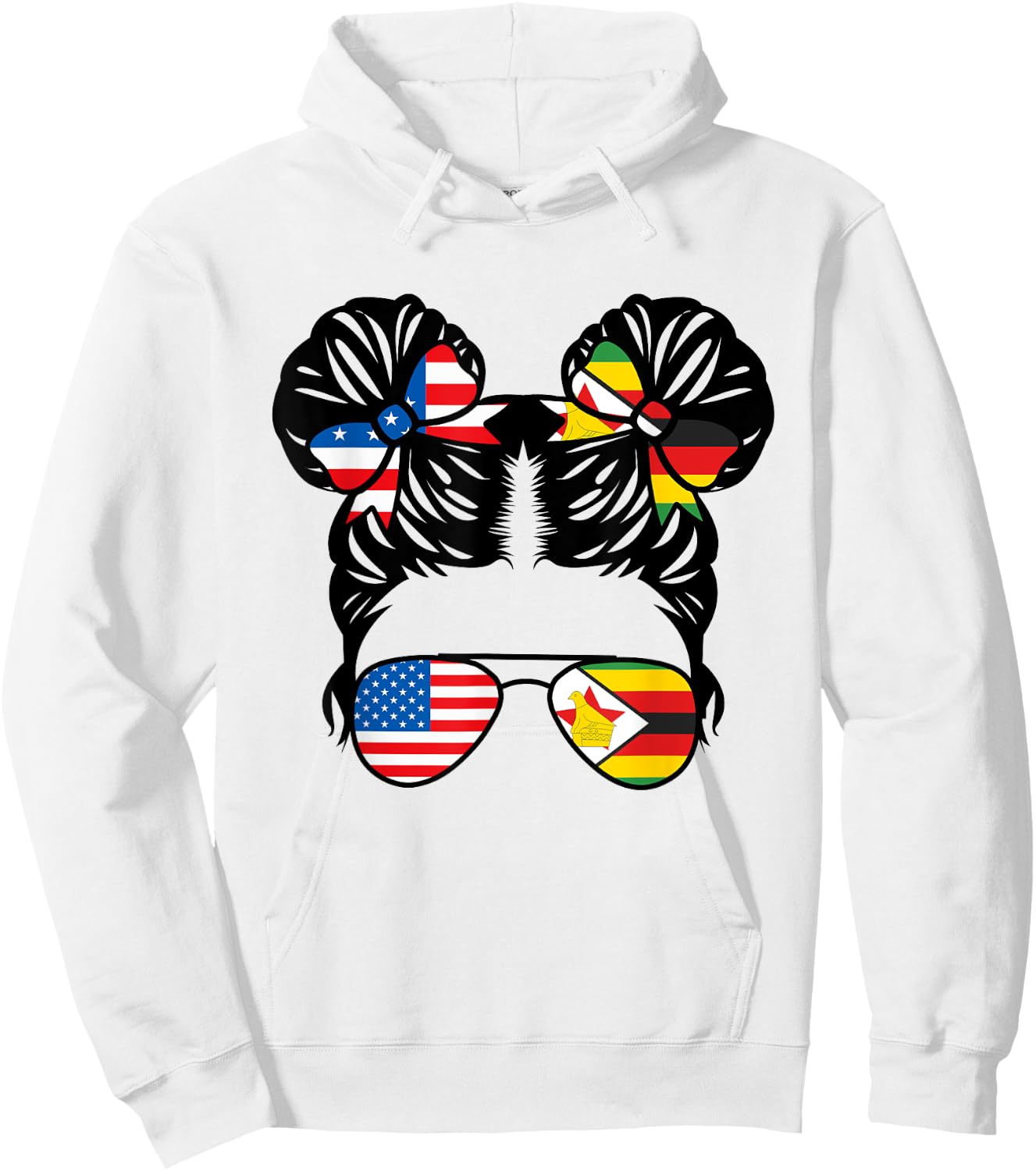 Half American Zimbabwean Girl USA Zimbabwe Flag Patriot Hoodie - Hoodie | White