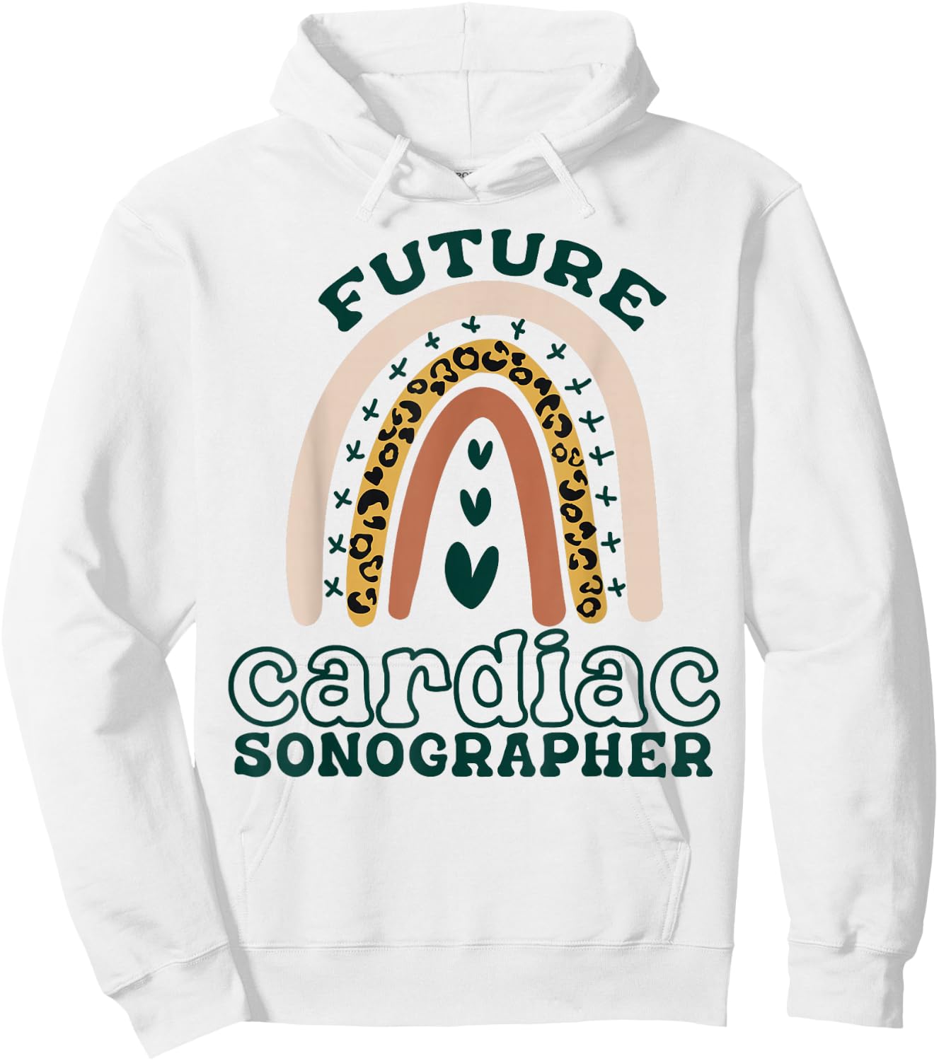 Future Cardiac Sonographer Tech Boho Rainbow Leopard Cute Hoodie - Hoodie | White